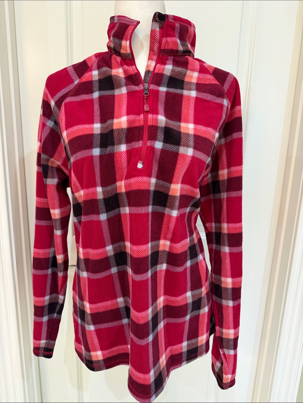 Eddie Bauer Fleece Plaid XL Women’s Cabincore Farmhouse 1/2 Zip